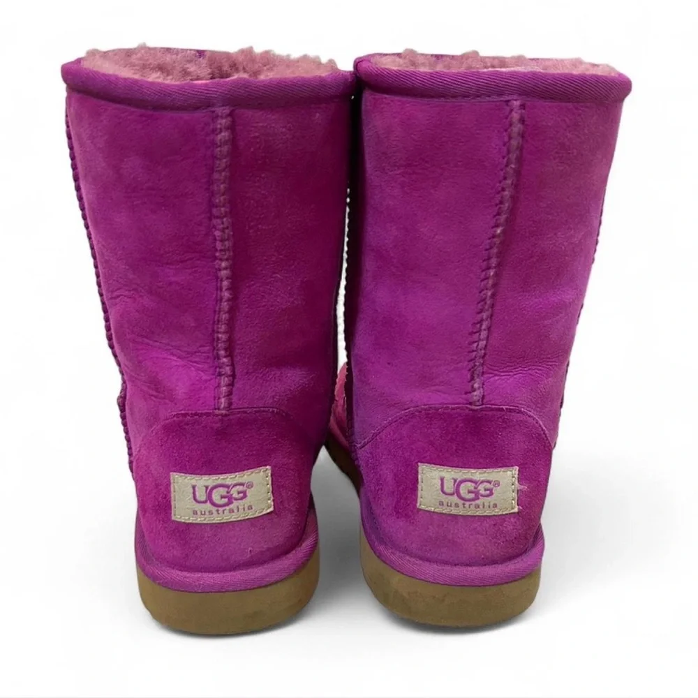 UGG Classic Short Boots Women’s Size 6 Pink/Purple Suede Sheepskin Lined Boots - Picture 4 of 6
